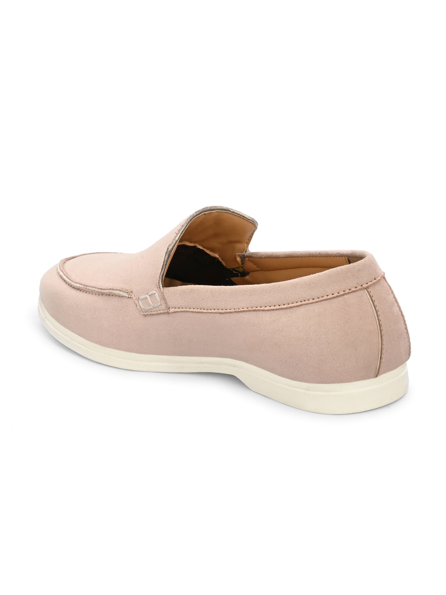Mens Beige Suede Slip On Loafers