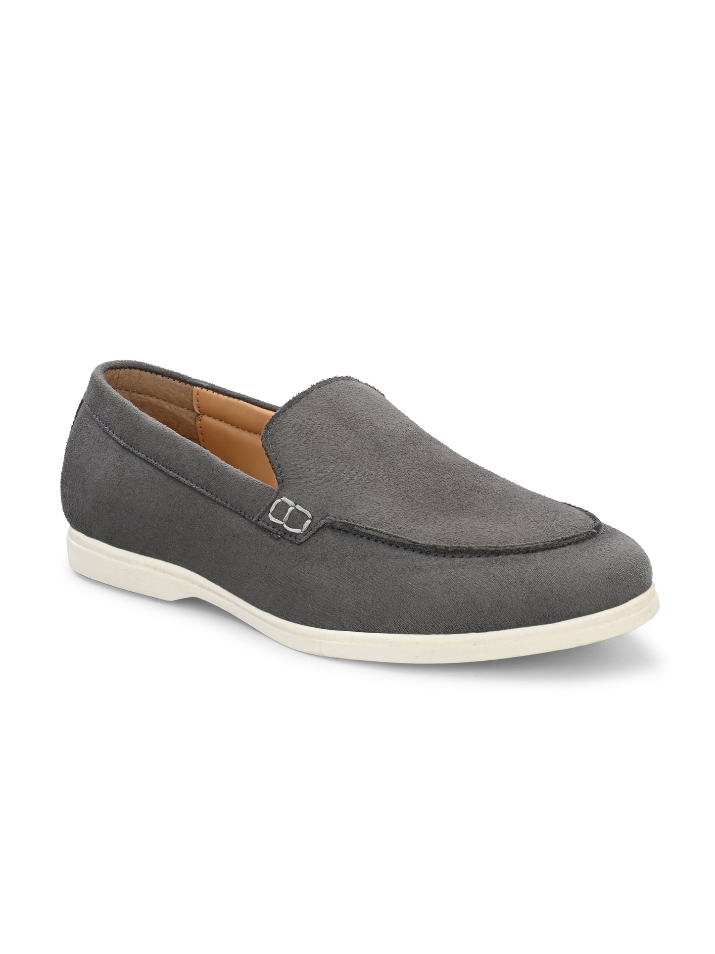 Mens Grey Suede Slip On Loafers
