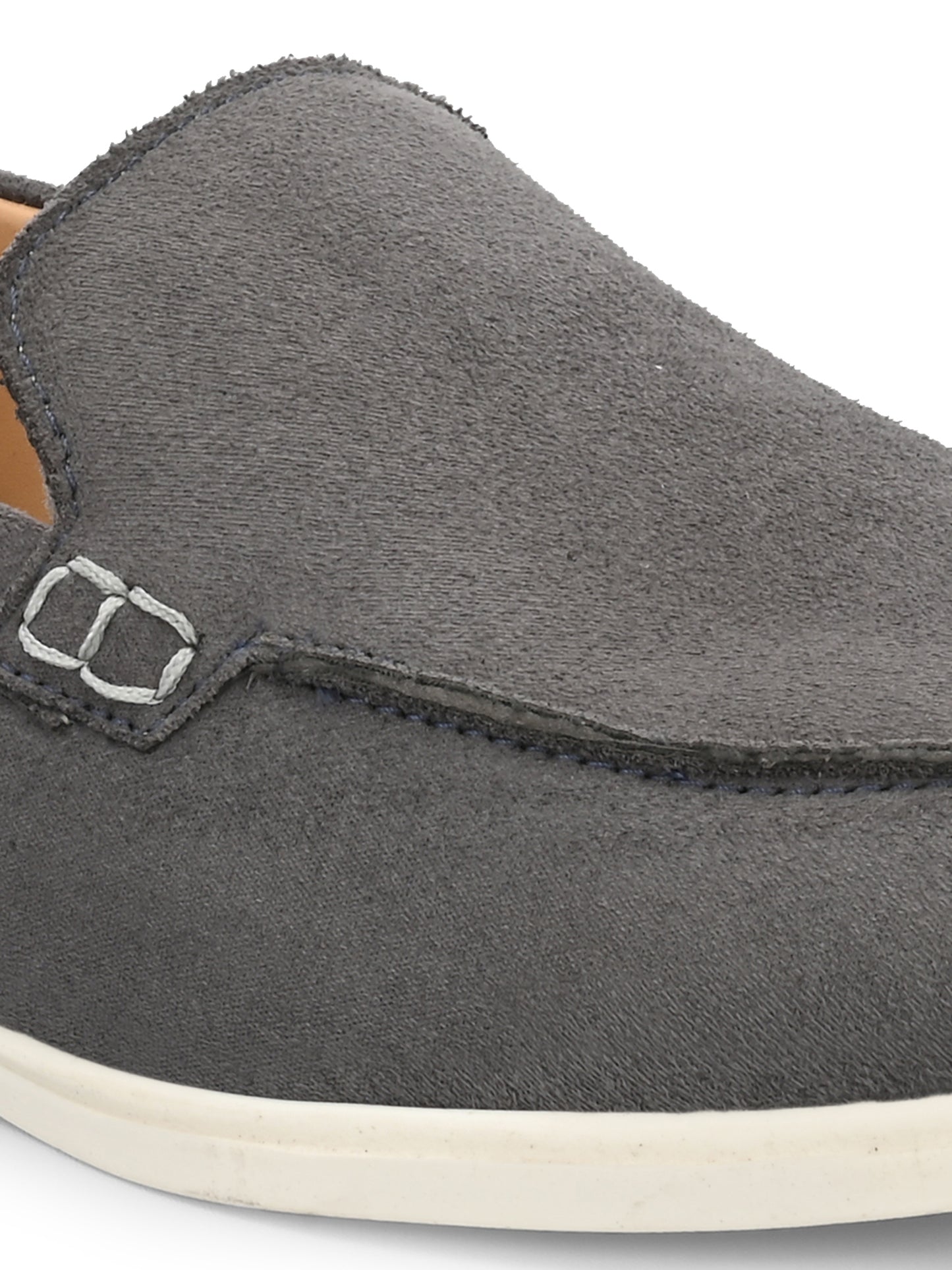 Mens Grey Suede Slip On Loafers