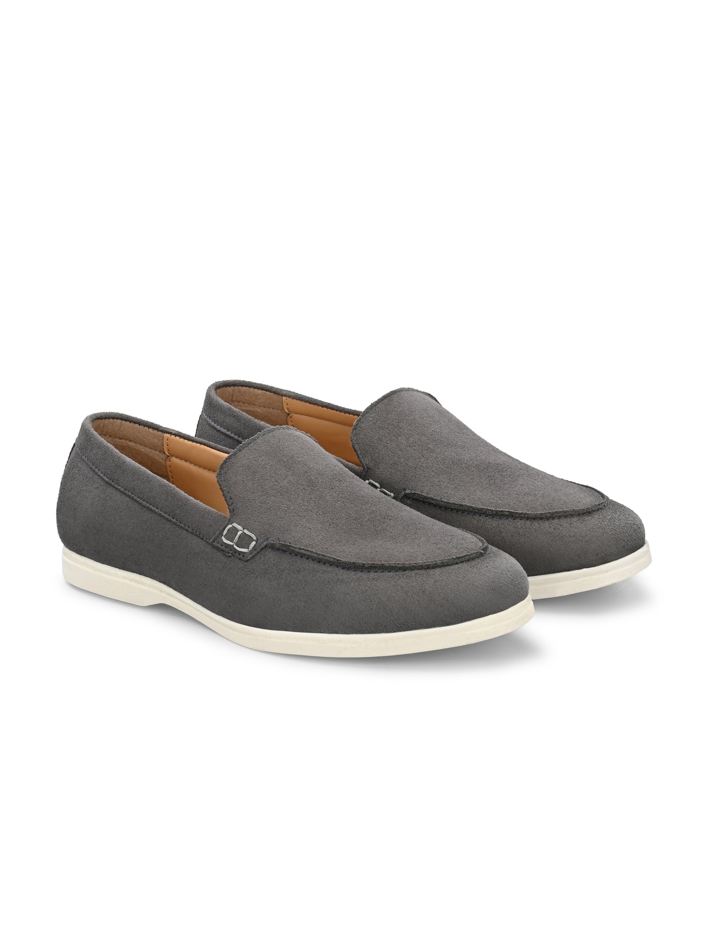 Mens Grey Suede Slip On Loafers