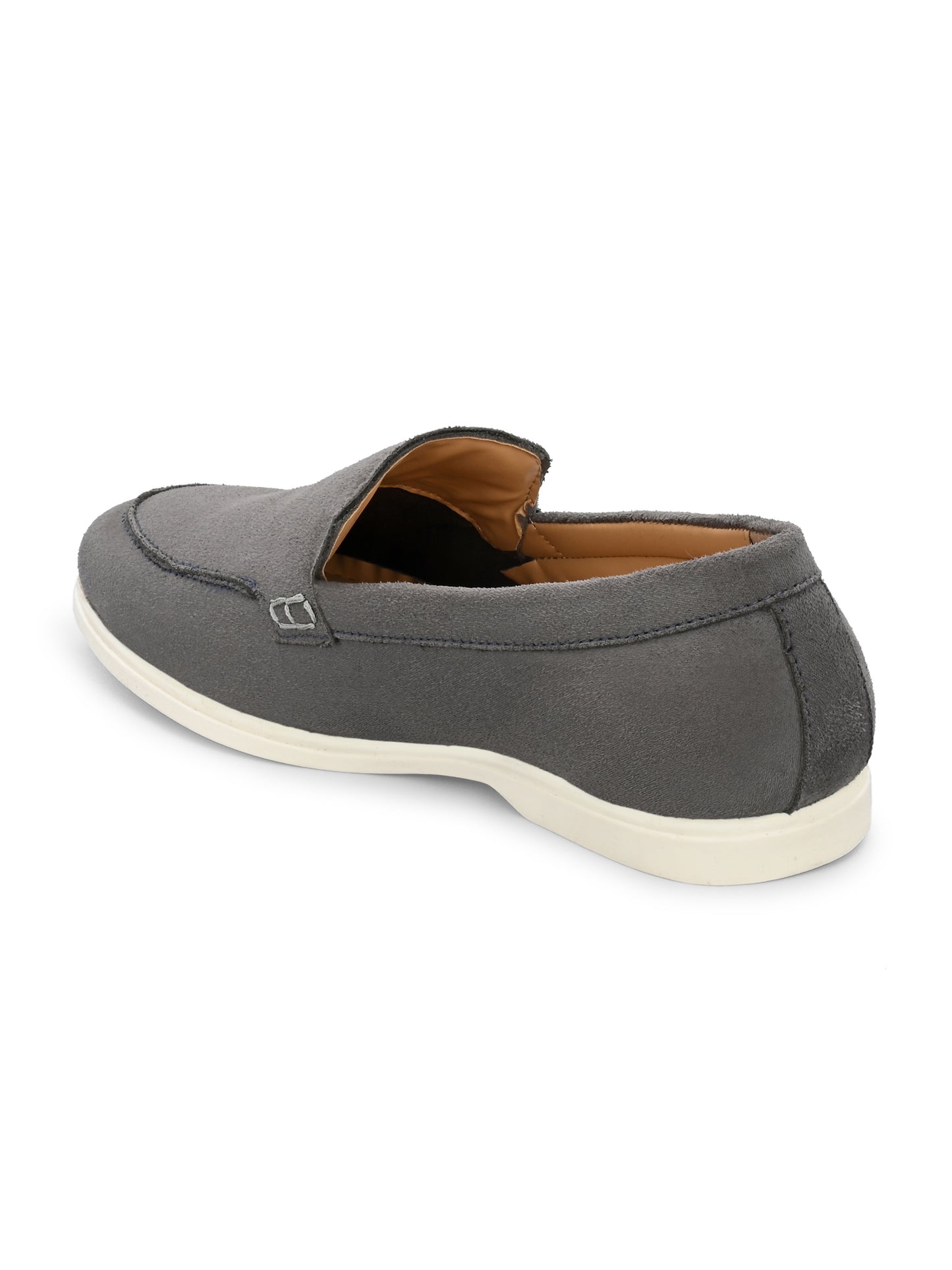 Mens Grey Suede Slip On Loafers