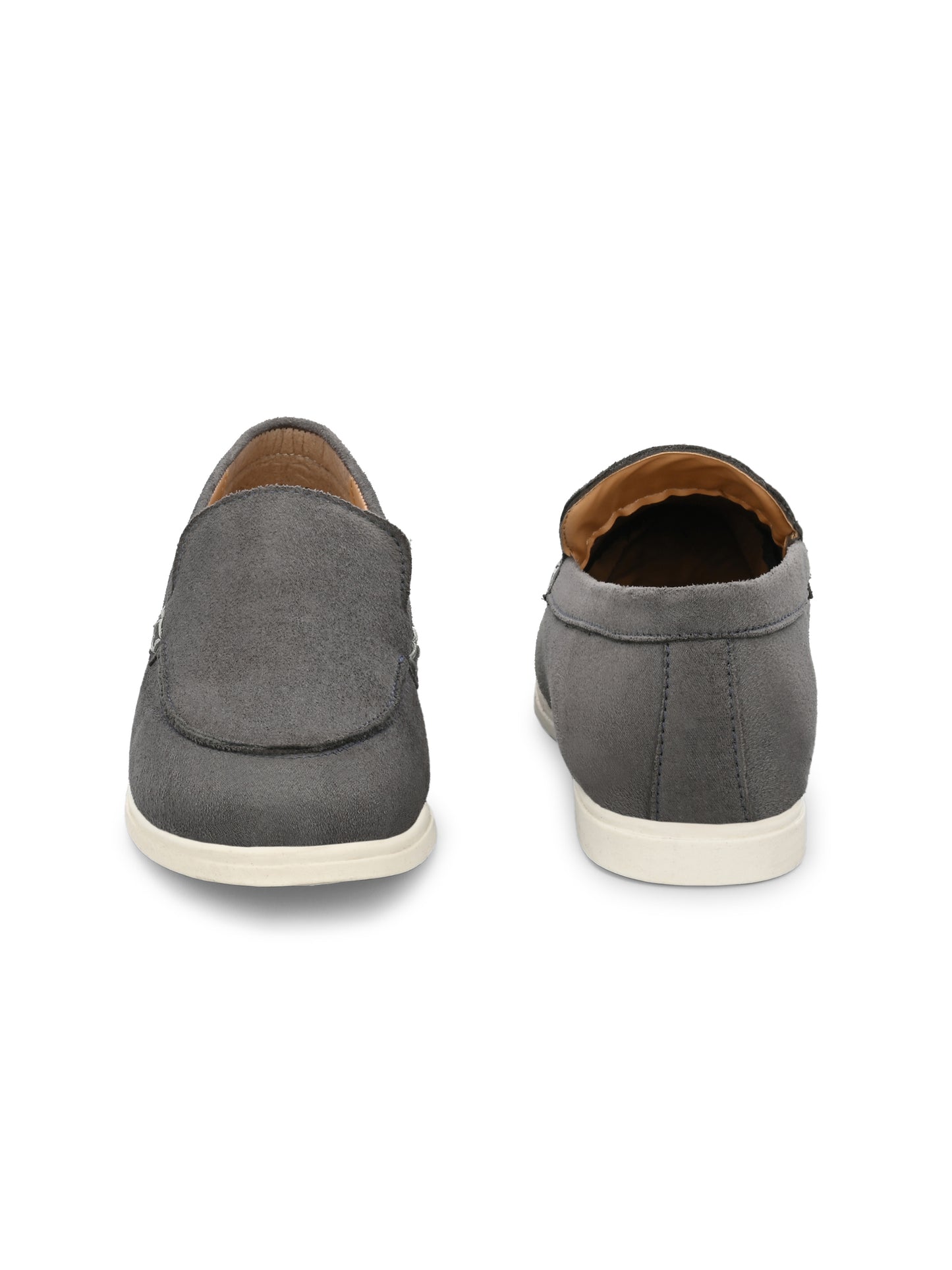 Mens Grey Suede Slip On Loafers