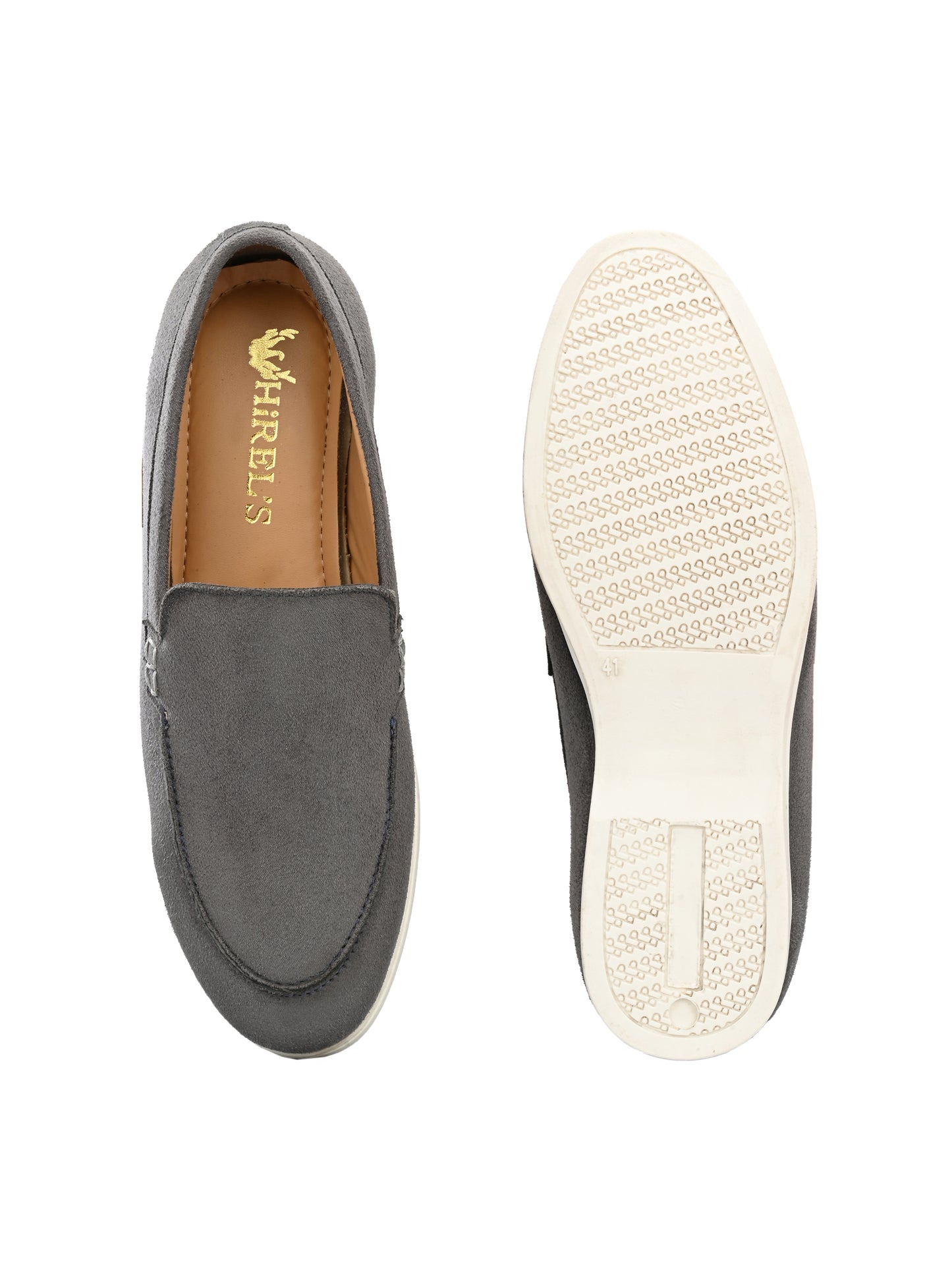 Mens Grey Suede Slip On Loafers