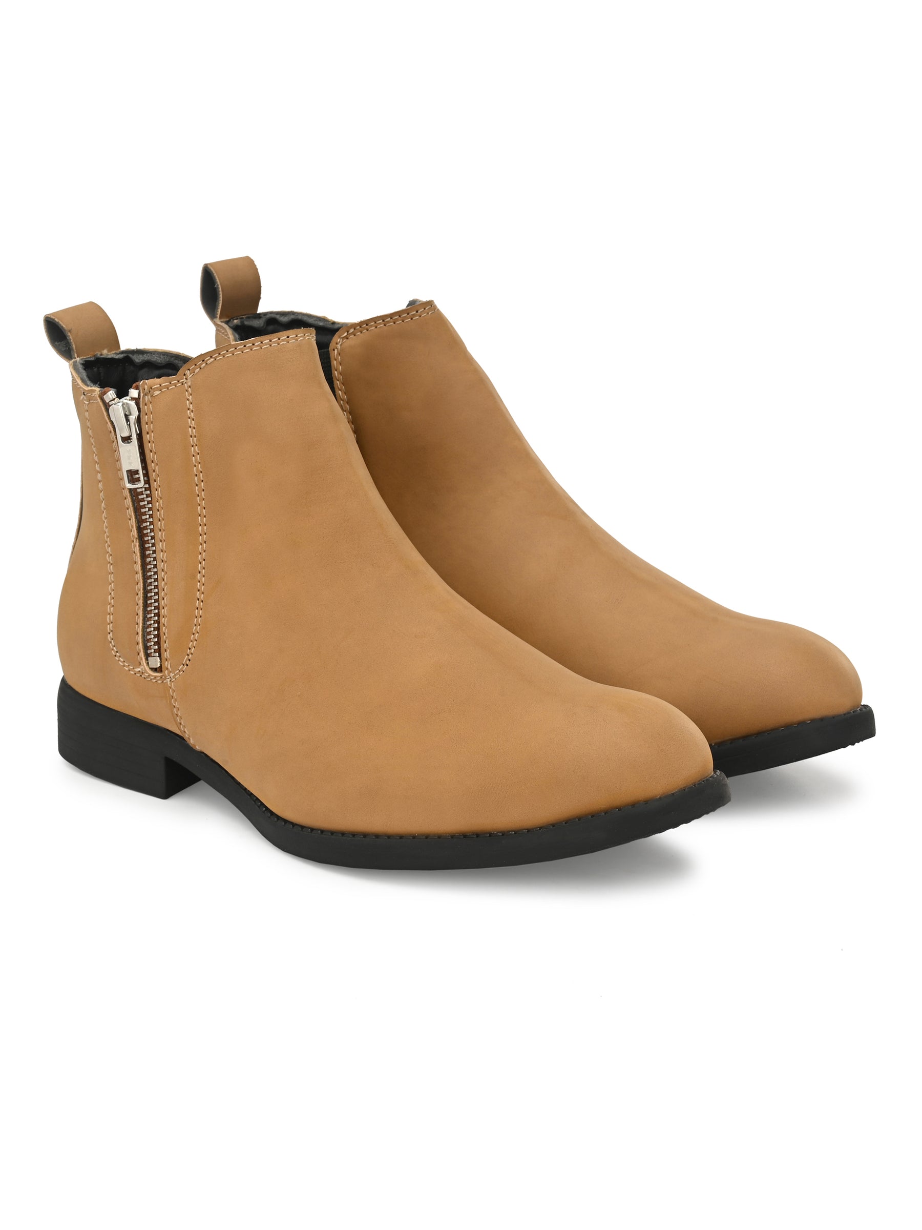 Men's Tan Brown Zipper Chelsea Boots