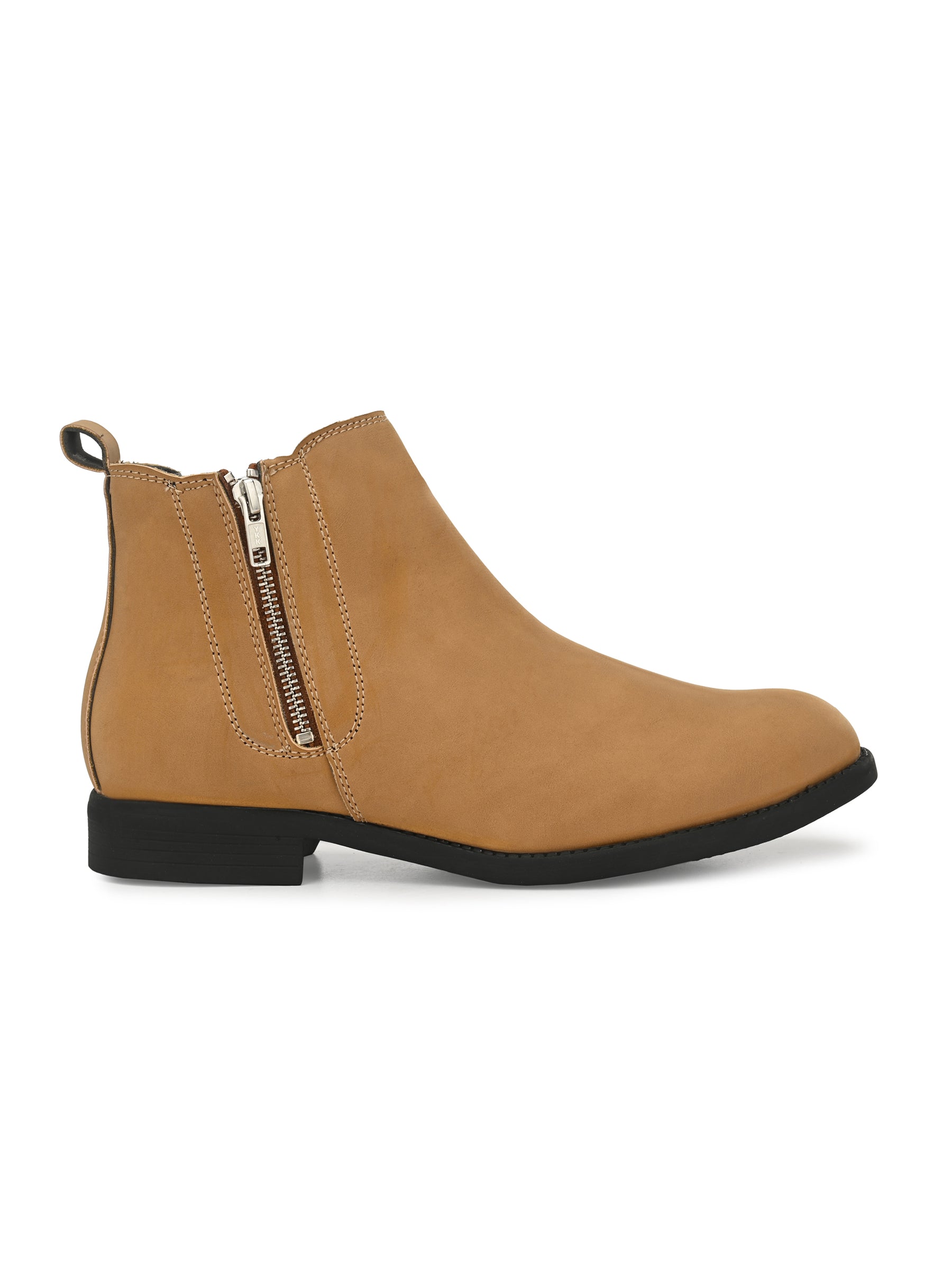 Men's Tan Brown Zipper Chelsea Boots