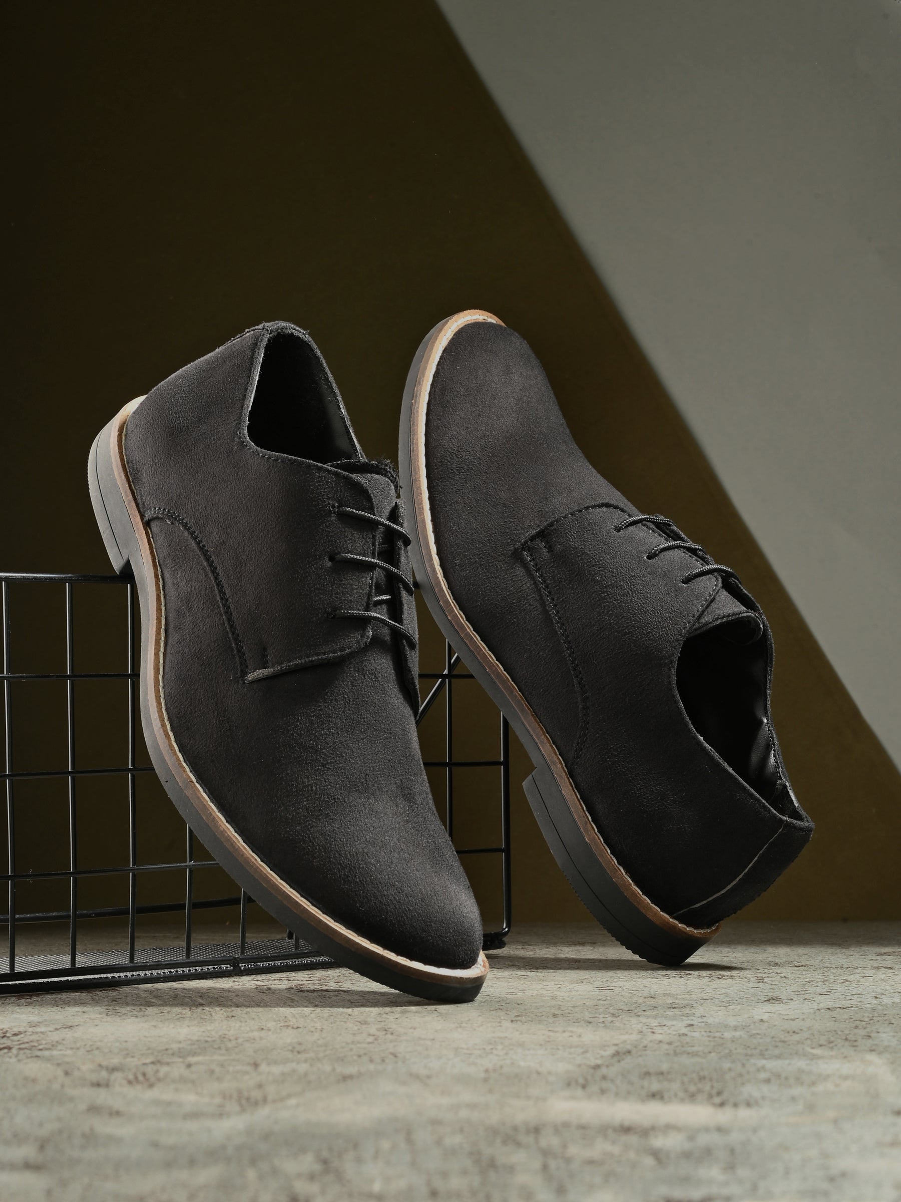 Men's Black Suede Derby Casual Shoes