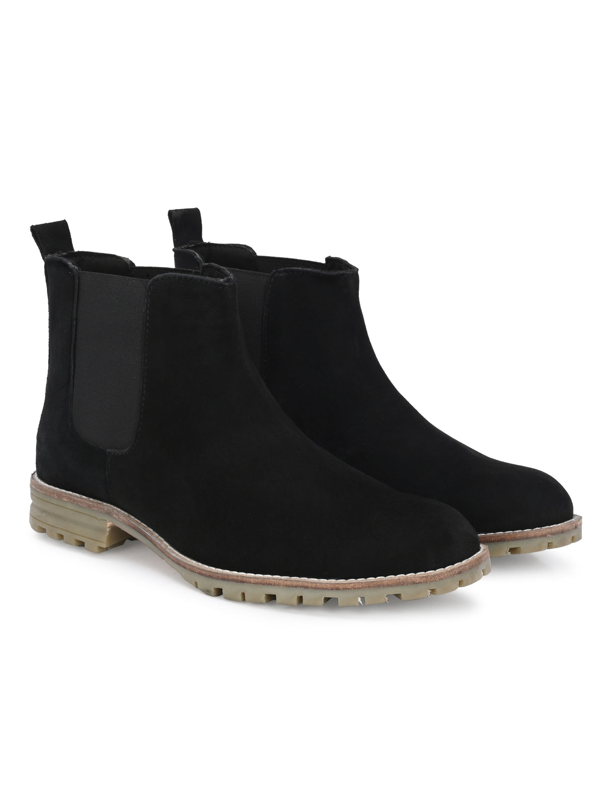 Men's Black Mid-Top Suede Chelsea Boots