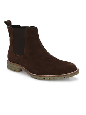 Men's Dark Brown Mid-Top Chelsea Boots