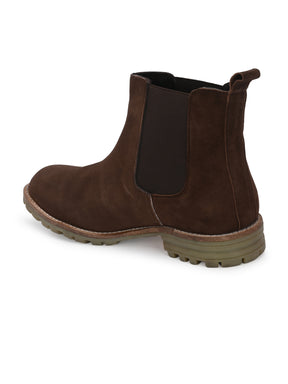 Men's Dark Brown Mid-Top Chelsea Boots