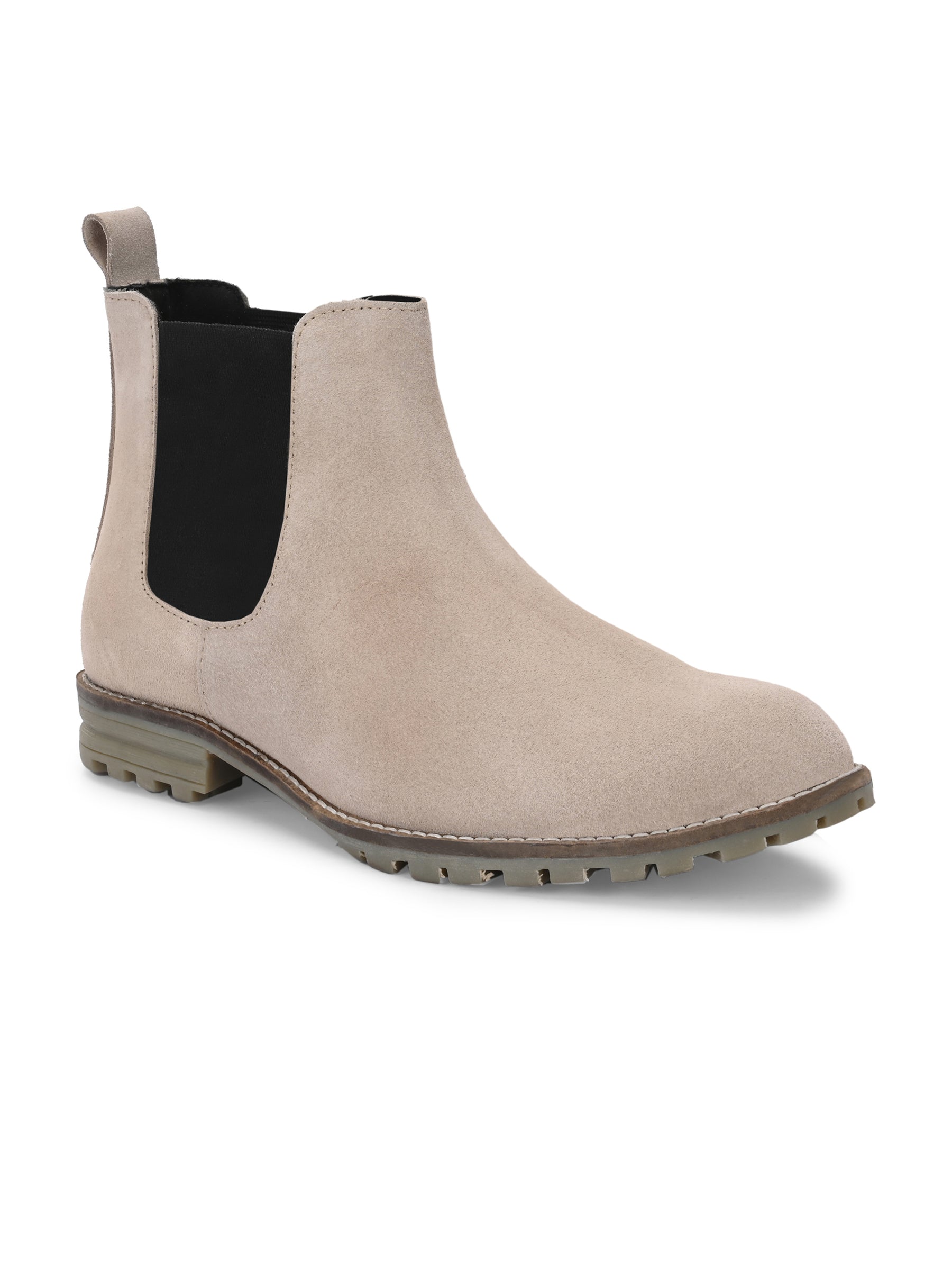 Men's Beige Mid-Top Chelsea Boots