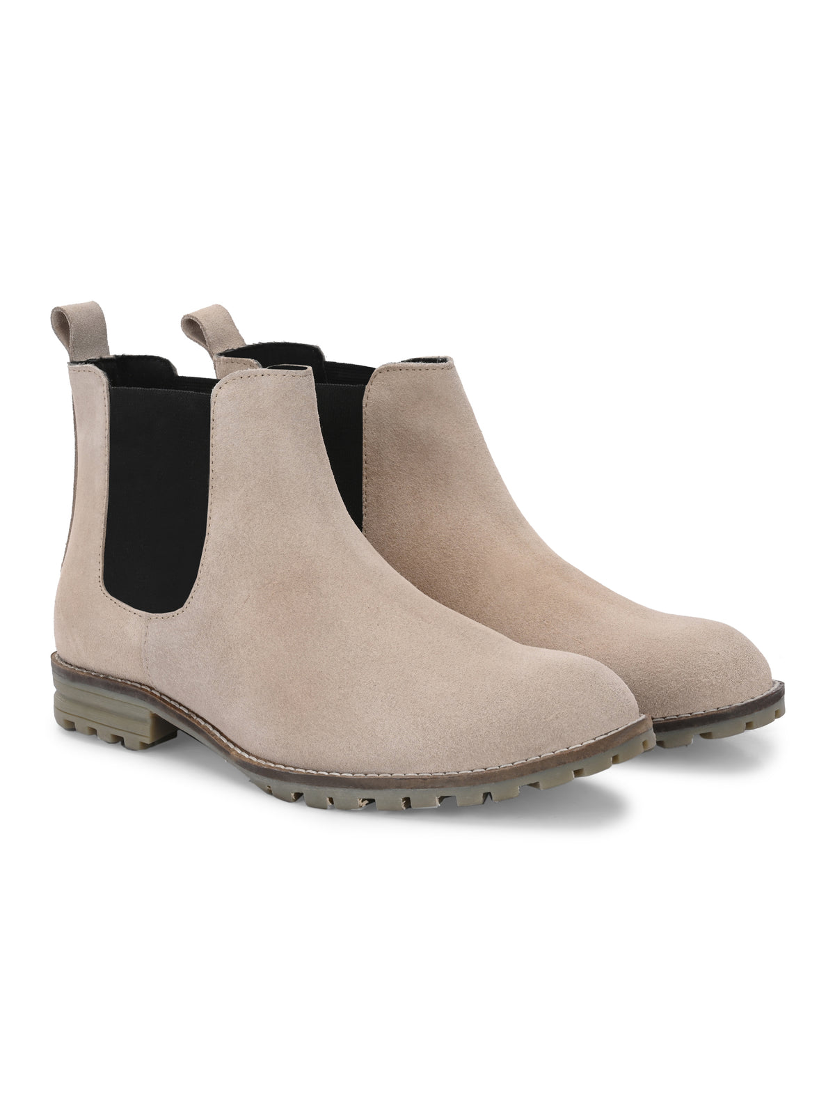 Men's Beige Mid-Top Chelsea Boots