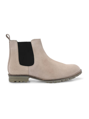 Men's Beige Mid-Top Chelsea Boots