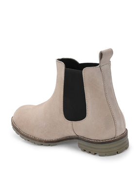 Men's Beige Mid-Top Chelsea Boots