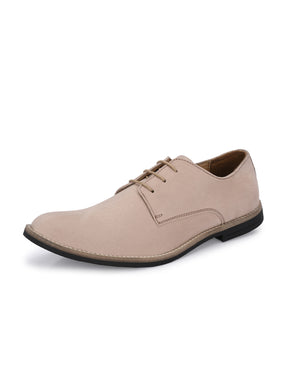 Men's Beige Suede Derby Casual Shoes