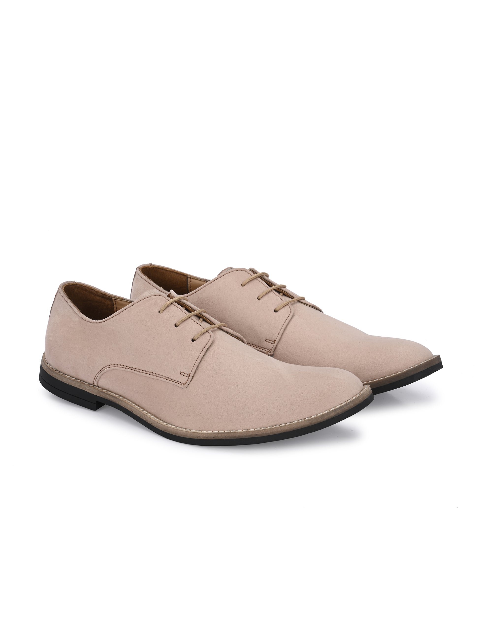Men's Beige Suede Derby Casual Shoes – HIREL'S - Main Image