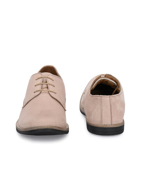 Men's Beige Suede Derby Casual Shoes