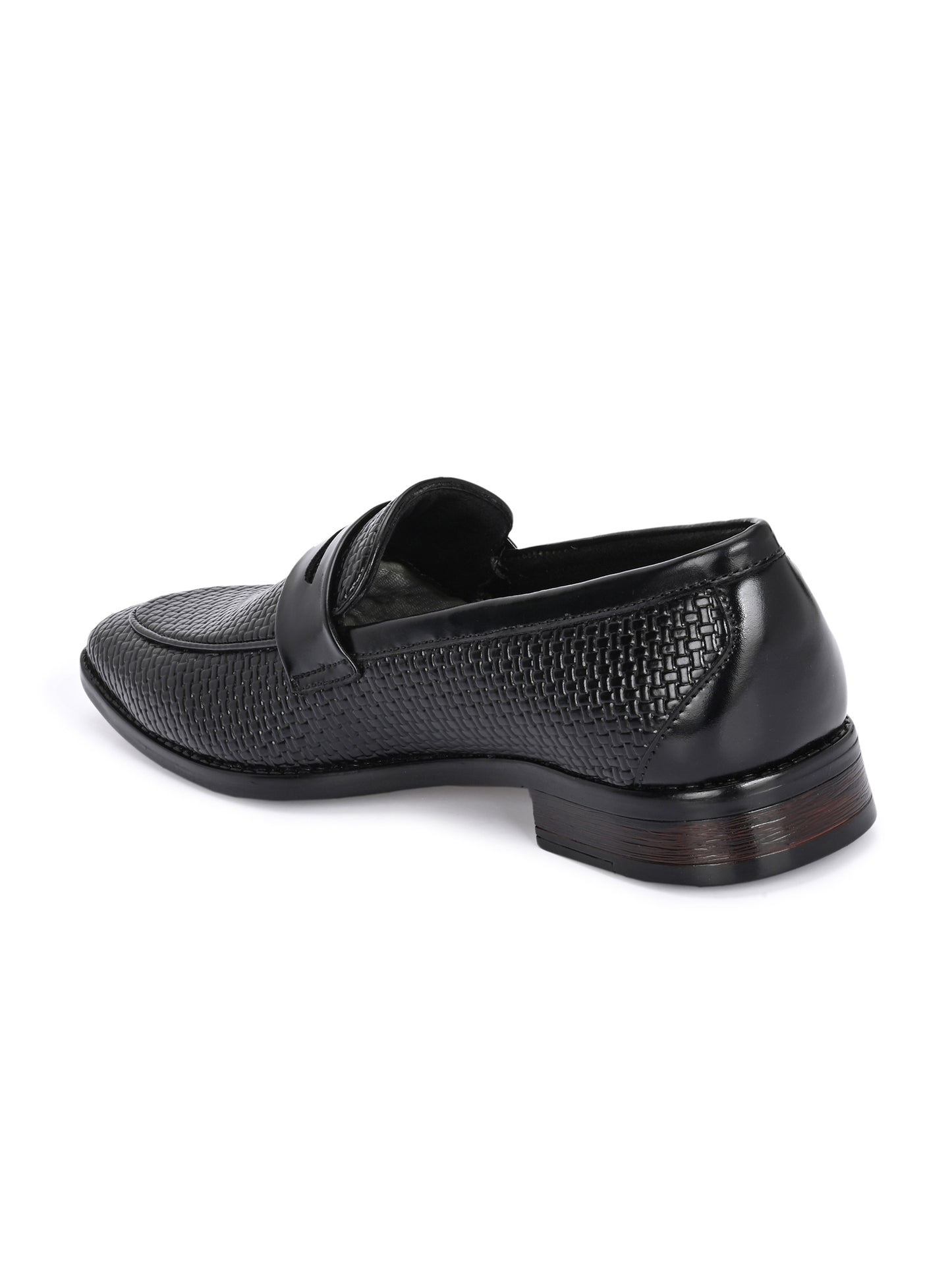 HiREL'S Men's Black Slip On|Wrinkle Free|Weaving Patter|Soft Cushioned Insole, Slip-Resistance