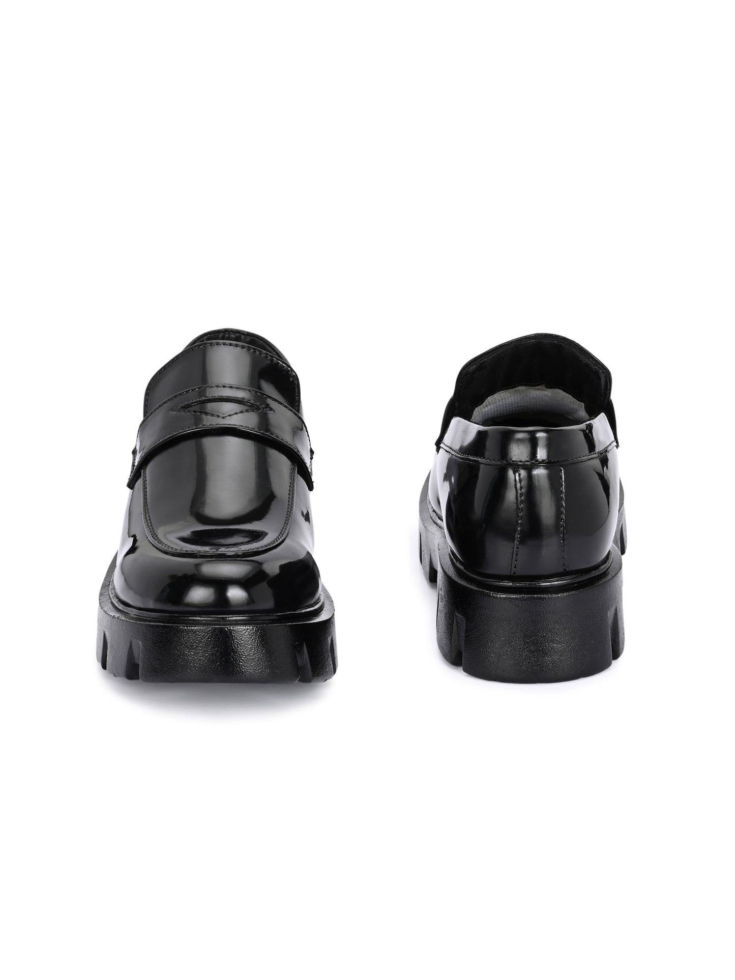 HiREL'S Chunky Penny Loafer for Men, Black, PU Upper with Rubber Sole, Slip-On, Round Toe, Cushioned & Lightweight