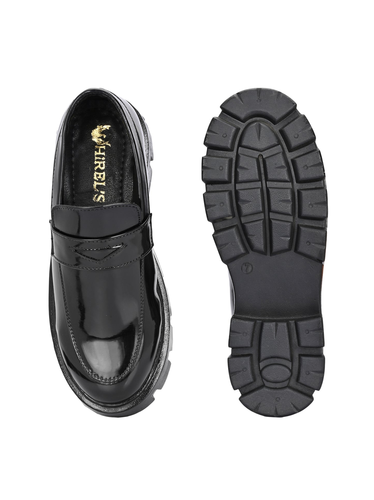 HiREL'S Chunky Penny Loafer for Men, Black, PU Upper with Rubber Sole, Slip-On, Round Toe, Cushioned & Lightweight