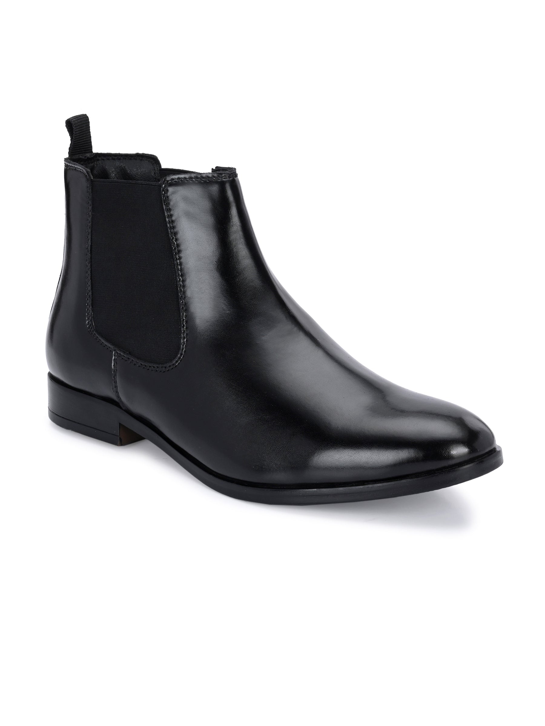 Black Casual Heeled Chelsea Boots for Men