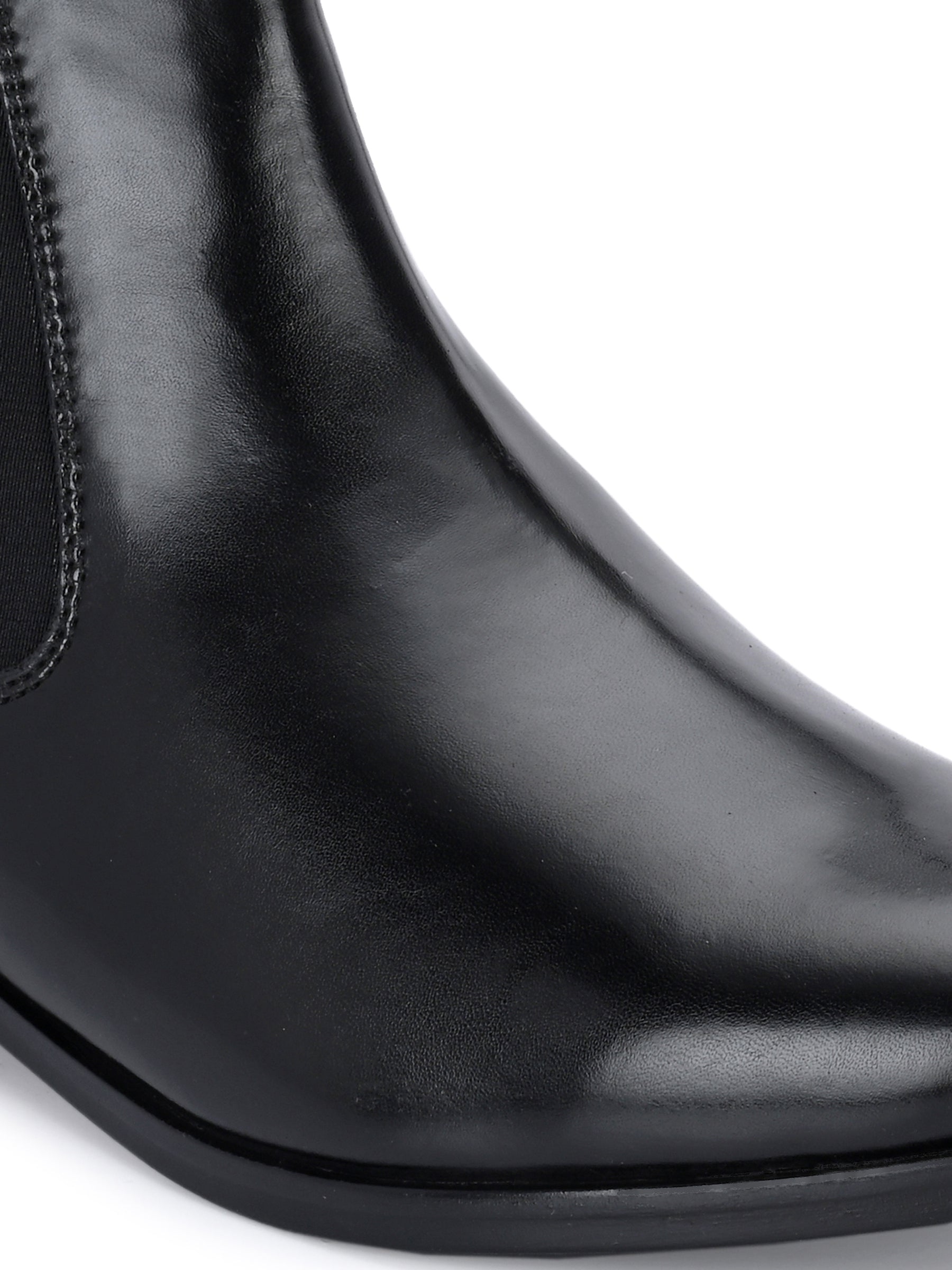 Black Casual Heeled Chelsea Boots for Men