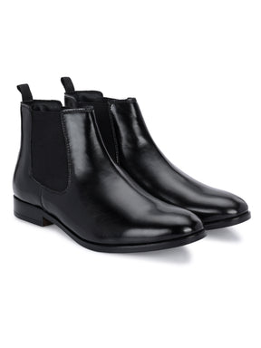 Black Casual Heeled Chelsea Boots for Men