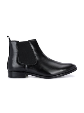 Black Casual Heeled Chelsea Boots for Men