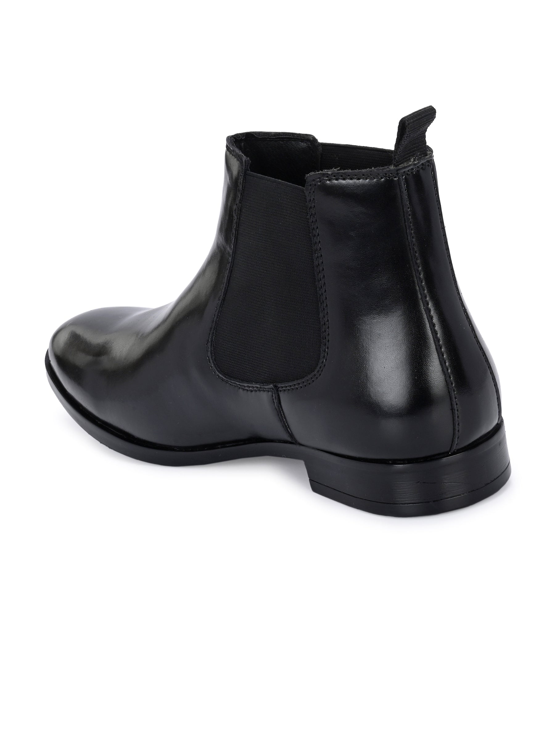 Black Casual Heeled Chelsea Boots for Men