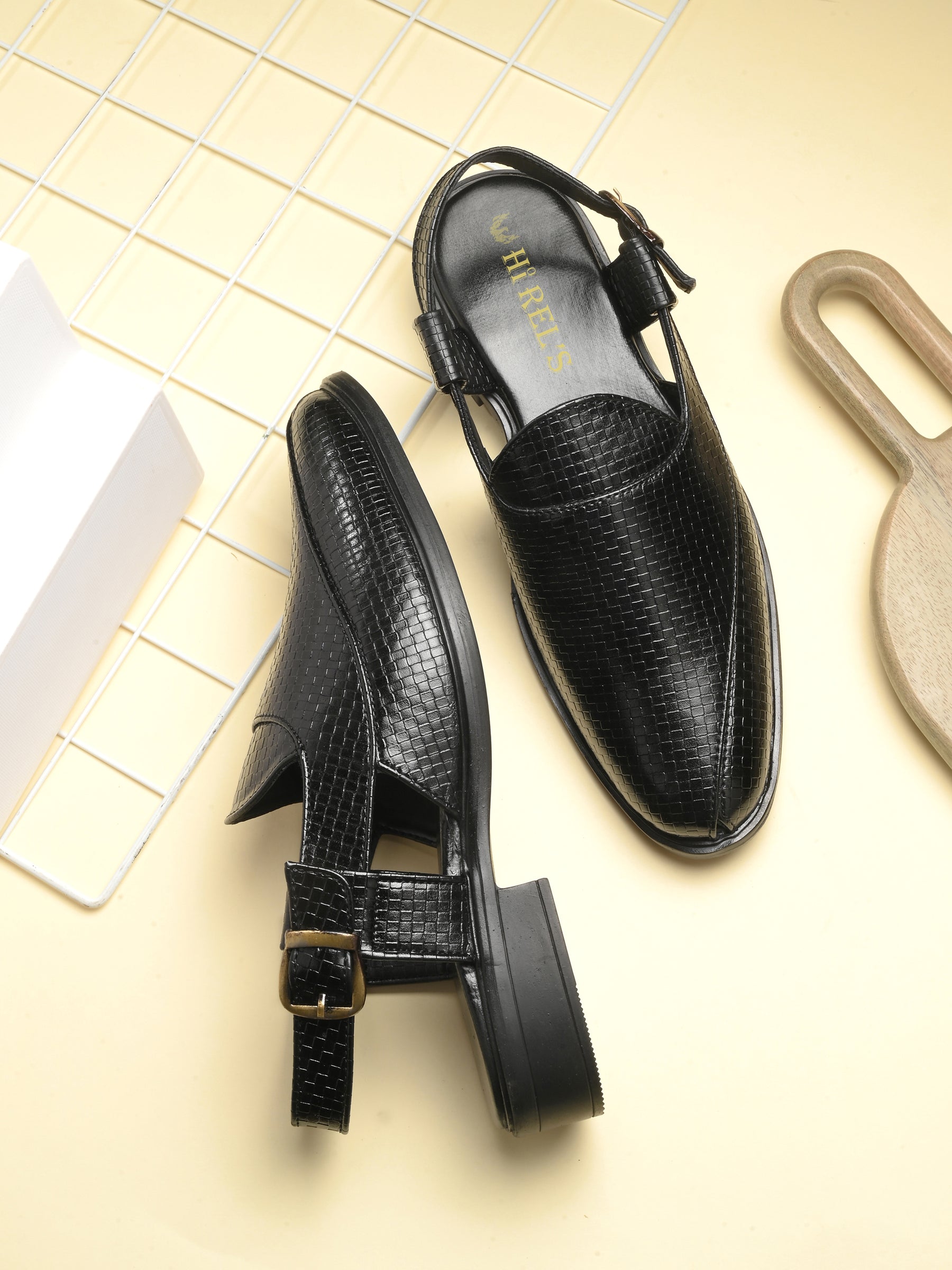 Men's black shoe-style sandals