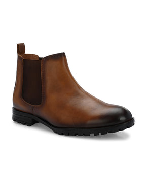 Men's Tan Brown Mid-Top Chelsea Boots