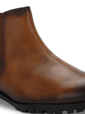 Men's Tan Brown Mid-Top Chelsea Boots