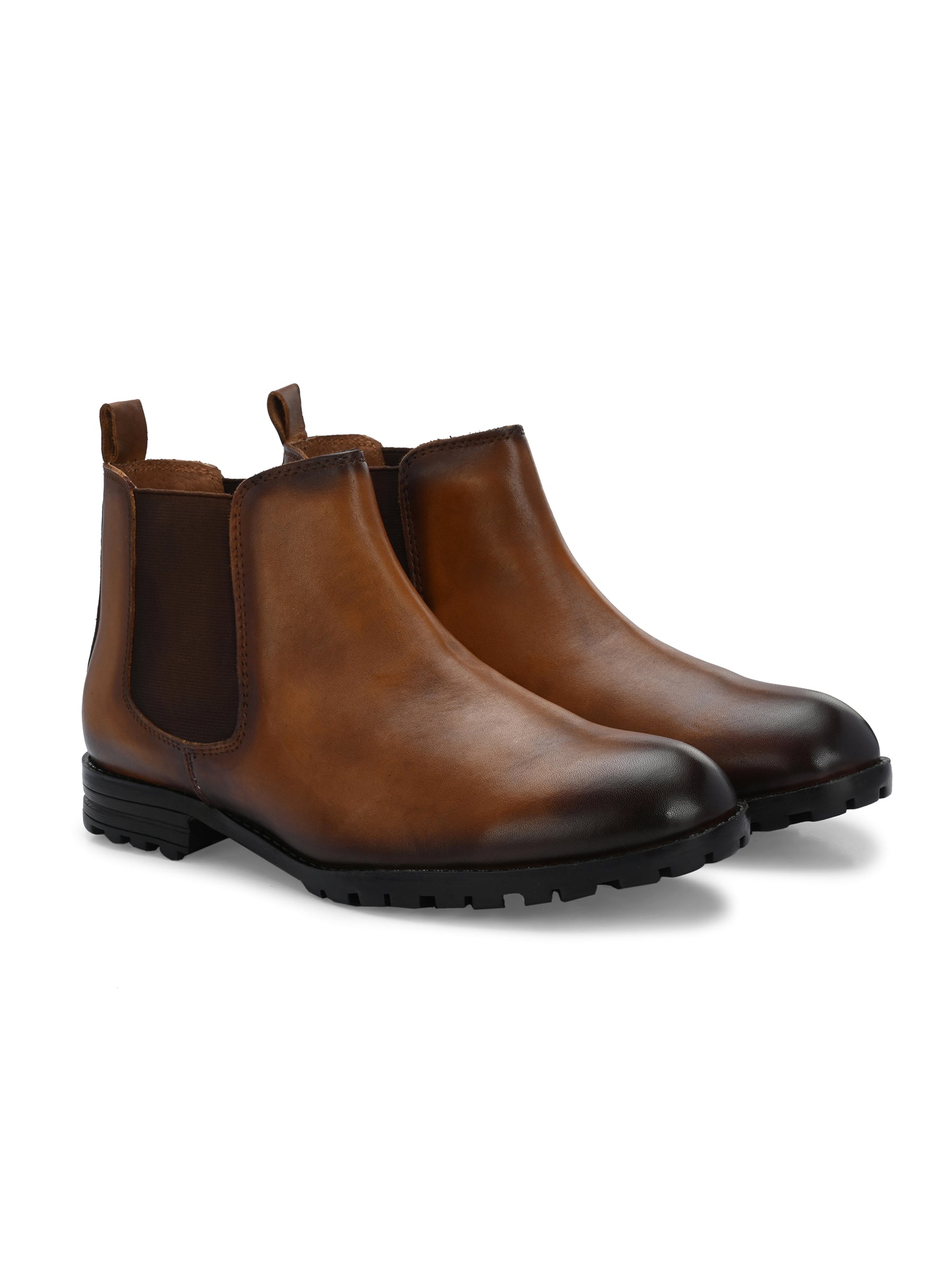 Men's Tan Brown Mid-Top Chelsea Boots