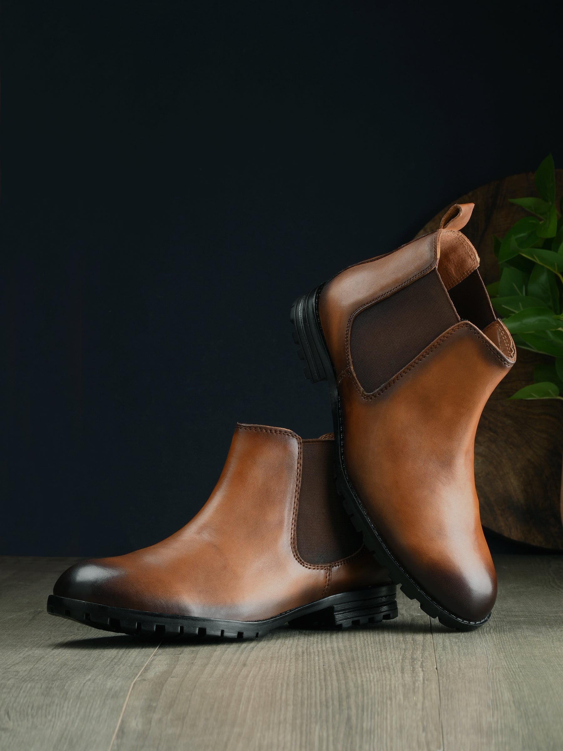 Men's Tan Brown Mid-Top Chelsea Boots