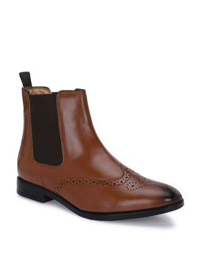 Men's Brown Brogue Chelsea Boot