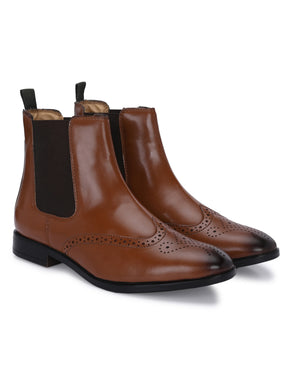 Men's Brown Brogue Chelsea Boot