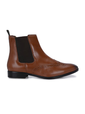 Men's Brown Brogue Chelsea Boot