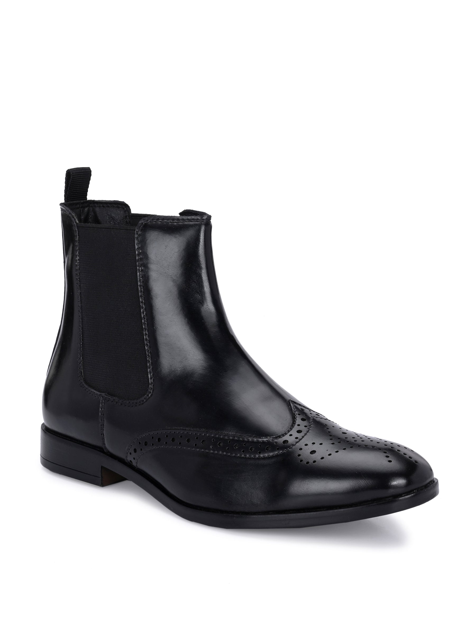 Men's Black Brogue Chelsea Boots