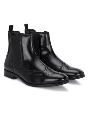 Men's Black Brogue Chelsea Boots