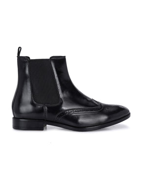 Men's Black Brogue Chelsea Boots