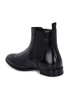 Men's Black Brogue Chelsea Boots