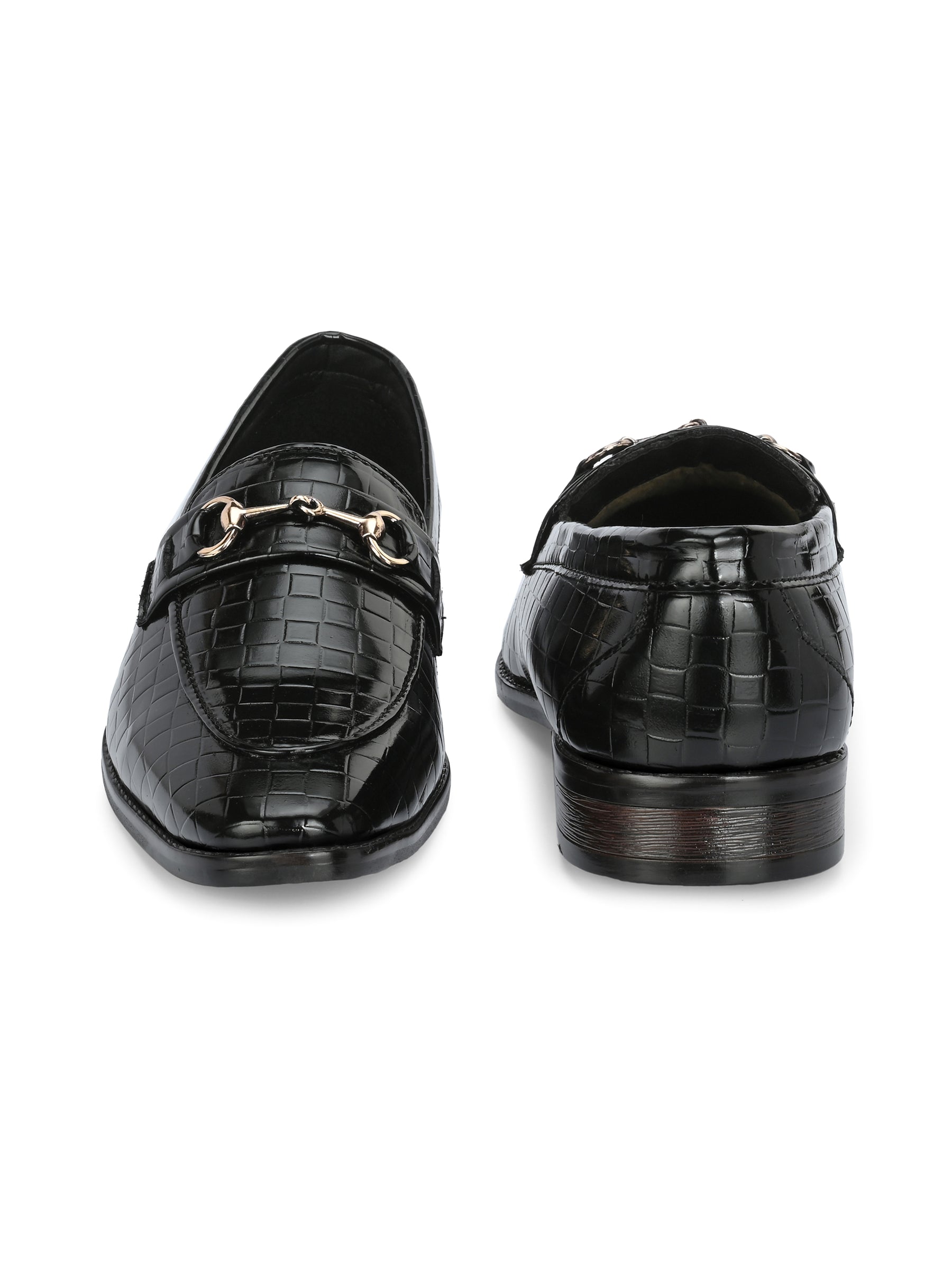 Men's black croc-textured loafers