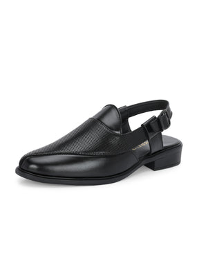 Men's black Peshawari Ethnic sandals