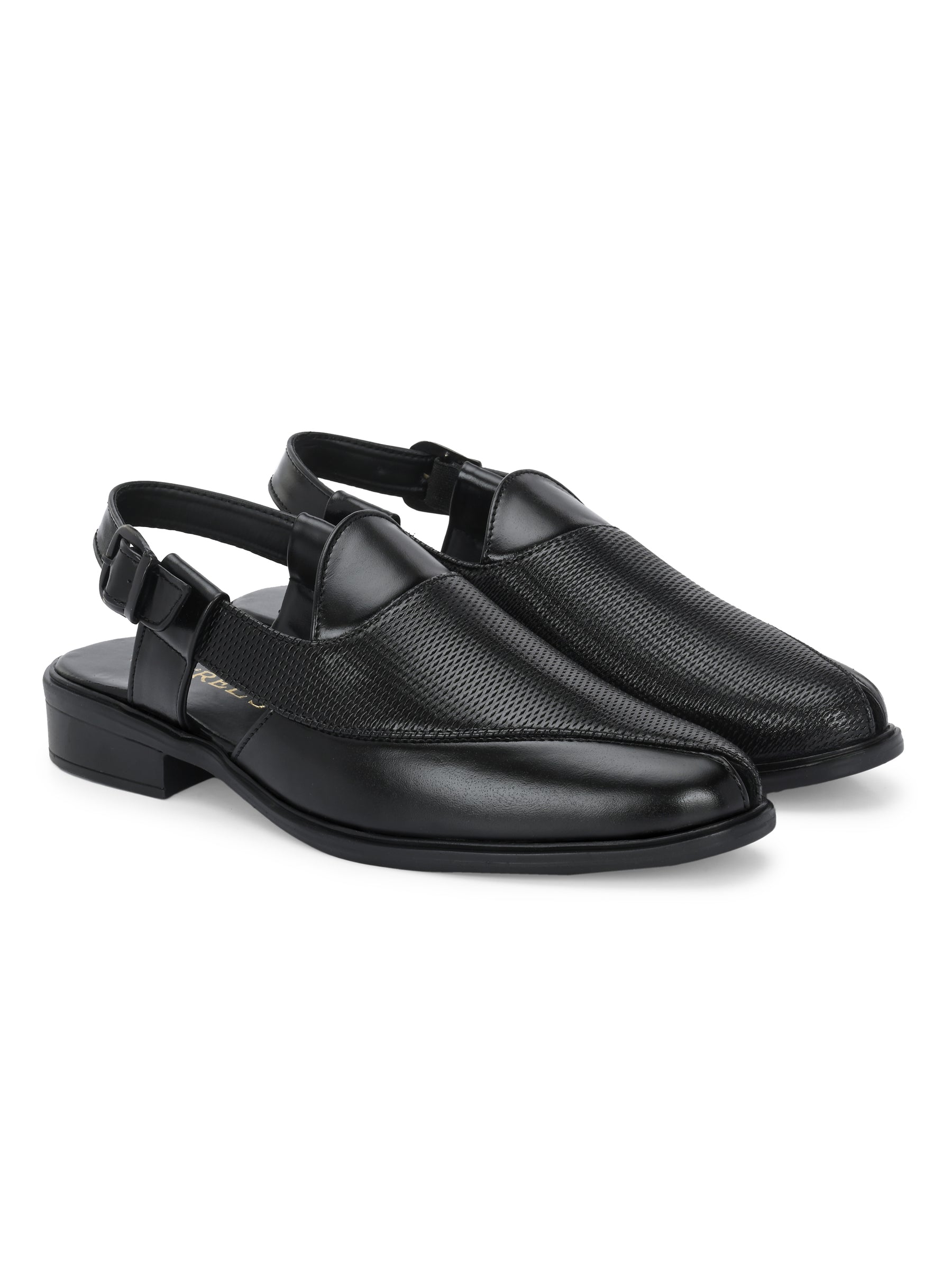 Men's black Peshawari Ethnic sandals