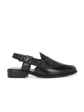 Men's black Peshawari Ethnic sandals