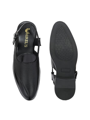 Men's black Peshawari Ethnic sandals