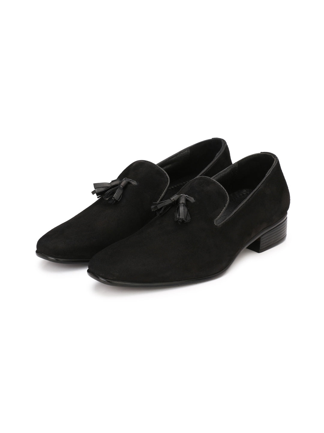 Men's Black suede tassel loafers