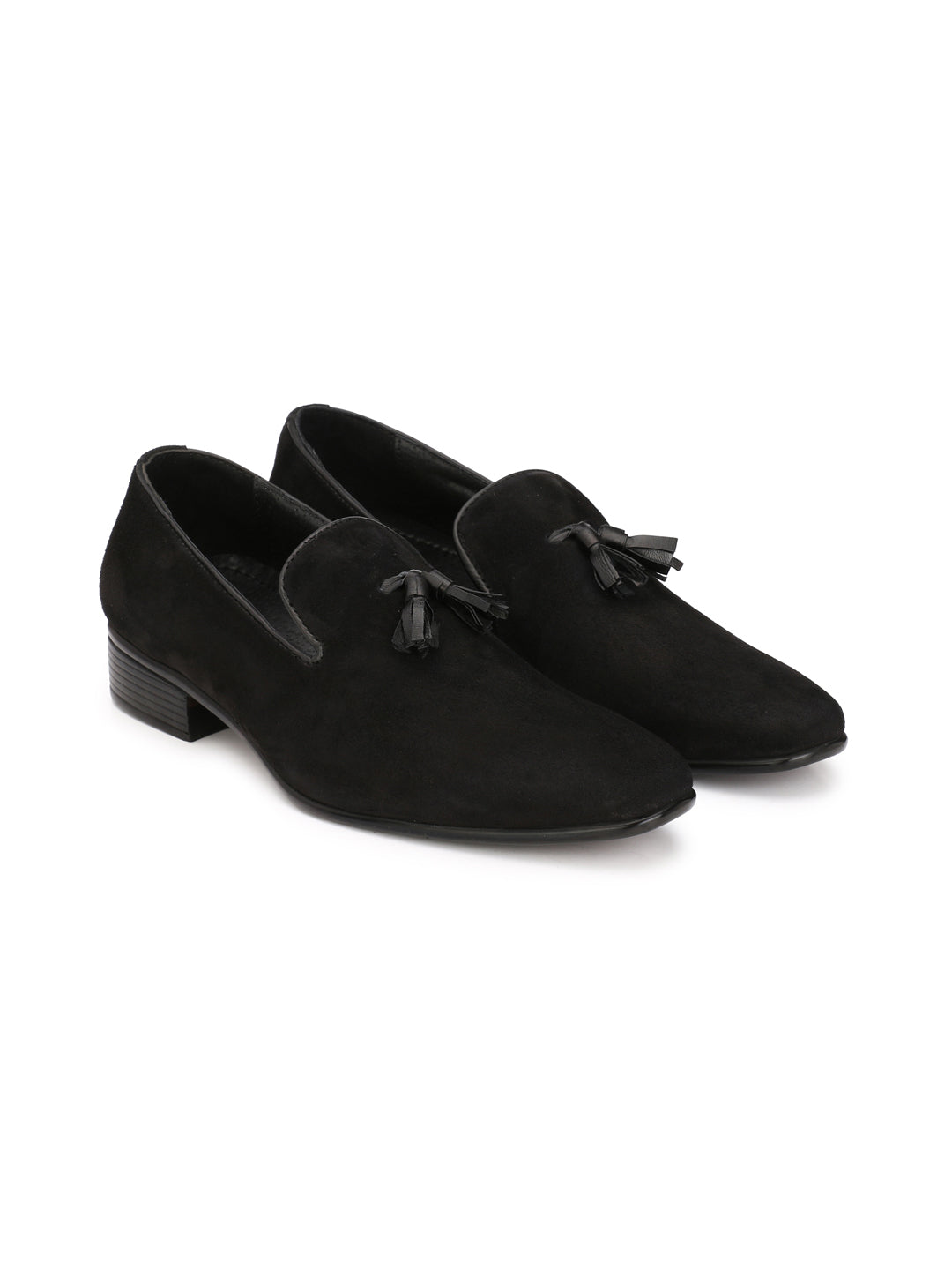 Men's Black suede tassel loafers