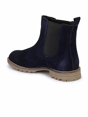 Men's Blue Mid-Top Chelsea Boots