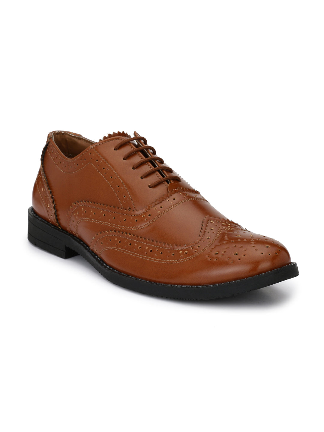 Men's tan brown brogue Oxford shoes