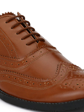 Men's tan brown brogue Oxford shoes